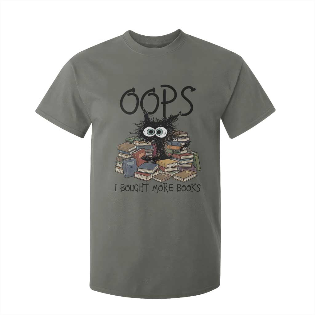 Funny Black Cat Bookworm Gift T Shirt For Kid Oops I Bought More Books