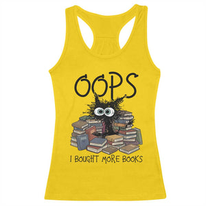 Funny Black Cat Bookworm Gift Racerback Tank Top Oops I Bought More Books