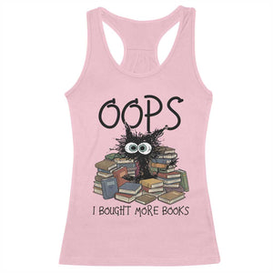 Funny Black Cat Bookworm Gift Racerback Tank Top Oops I Bought More Books