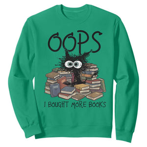 Funny Black Cat Bookworm Gift Sweatshirt Oops I Bought More Books
