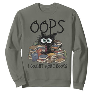 Funny Black Cat Bookworm Gift Sweatshirt Oops I Bought More Books