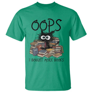 Funny Black Cat Bookworm Gift T Shirt Oops I Bought More Books