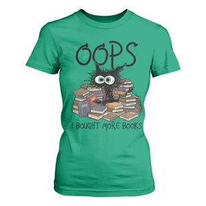 Funny Black Cat Bookworm Gift T Shirt For Women Oops I Bought More Books
