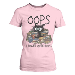 Funny Black Cat Bookworm Gift T Shirt For Women Oops I Bought More Books