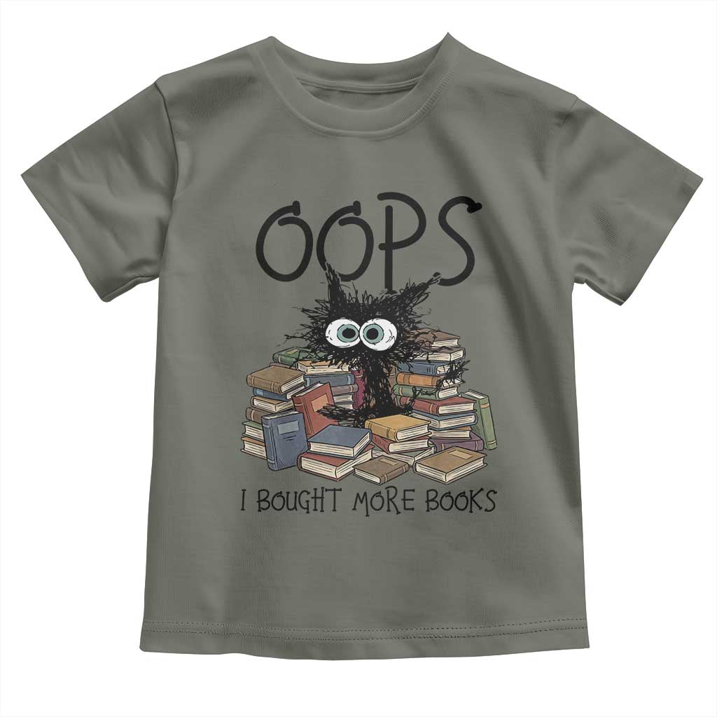 Funny Black Cat Bookworm Gift Toddler T Shirt Oops I Bought More Books