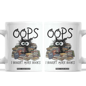 Funny Black Cat Bookworm Gift Coffee Mug Oops I Bought More Books