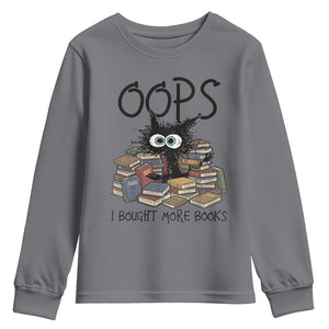 Funny Black Cat Bookworm Gift Youth Sweatshirt Oops I Bought More Books