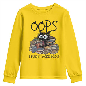 Funny Black Cat Bookworm Gift Youth Sweatshirt Oops I Bought More Books