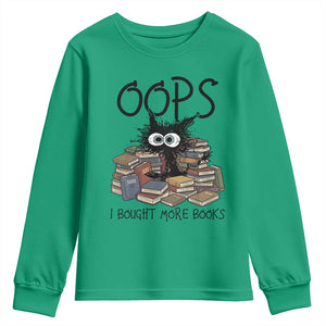 Funny Black Cat Bookworm Gift Youth Sweatshirt Oops I Bought More Books