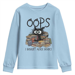 Funny Black Cat Bookworm Gift Youth Sweatshirt Oops I Bought More Books