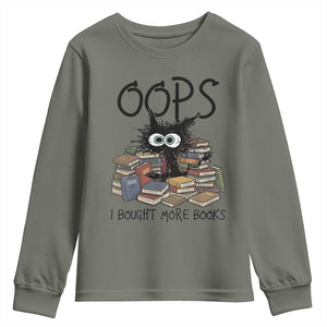 Funny Black Cat Bookworm Gift Youth Sweatshirt Oops I Bought More Books