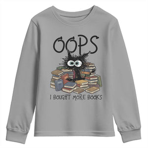 Funny Black Cat Bookworm Gift Youth Sweatshirt Oops I Bought More Books