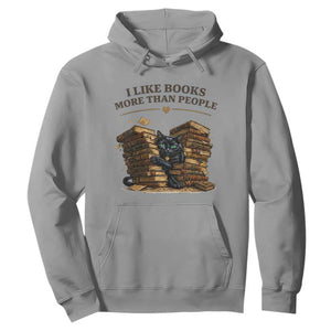 Funny Black Cat Bookworm Quote Hoodie I Like Books More Than People