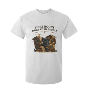 Funny Black Cat Bookworm Quote T Shirt For Kid I Like Books More Than People