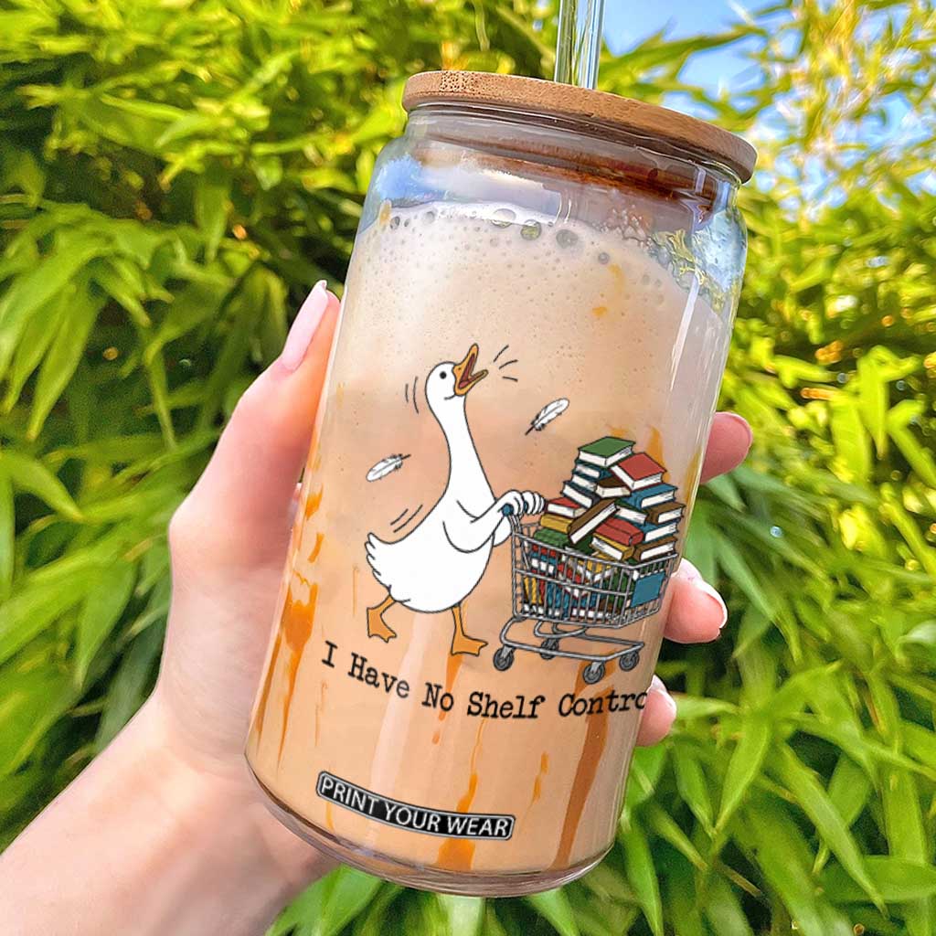 Funny Goose Book Lover Glass Can I Have No Shelf Control