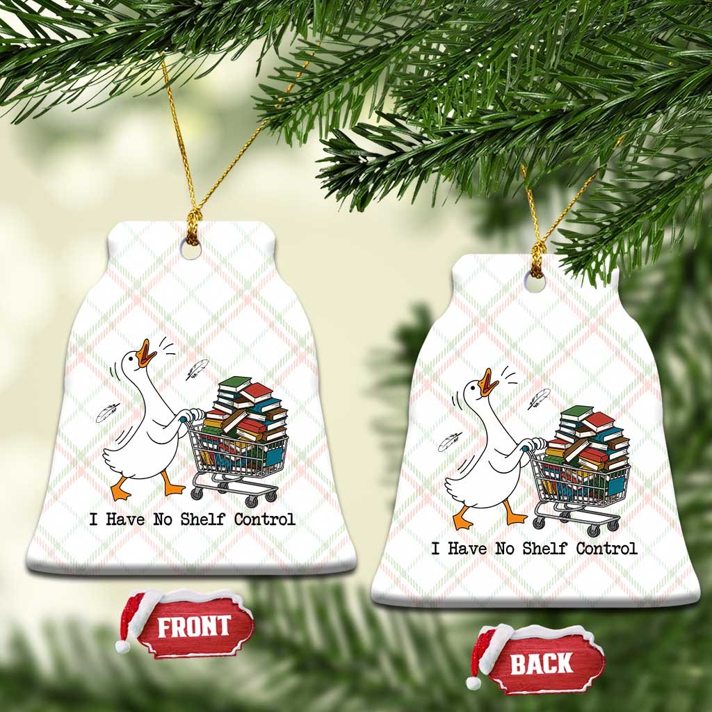 Funny Goose Book Lover Ceramic Ornament I Have No Shelf Control