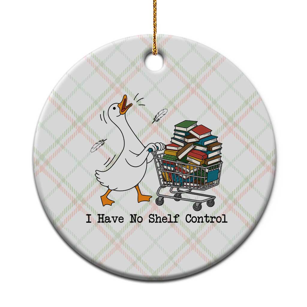 Funny Goose Book Lover Ceramic Ornament I Have No Shelf Control