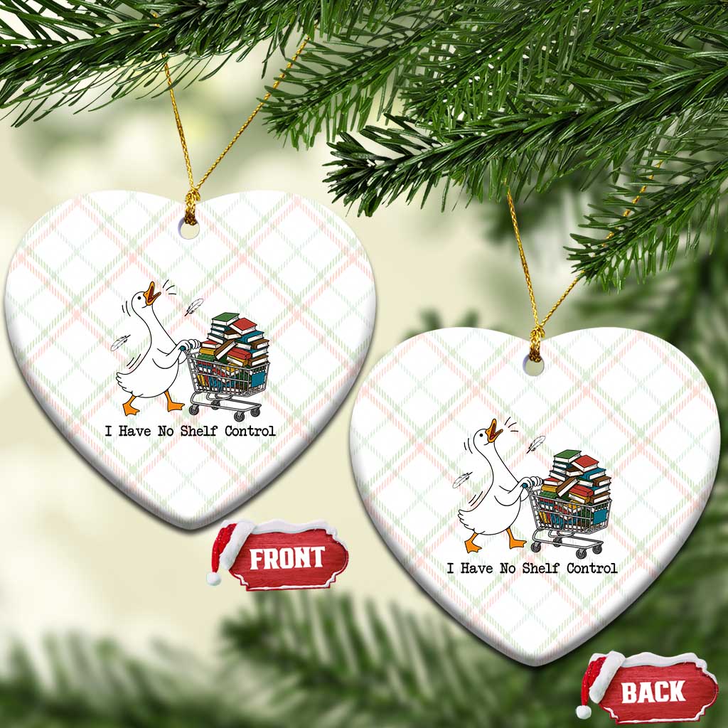 Funny Goose Book Lover Ceramic Ornament I Have No Shelf Control
