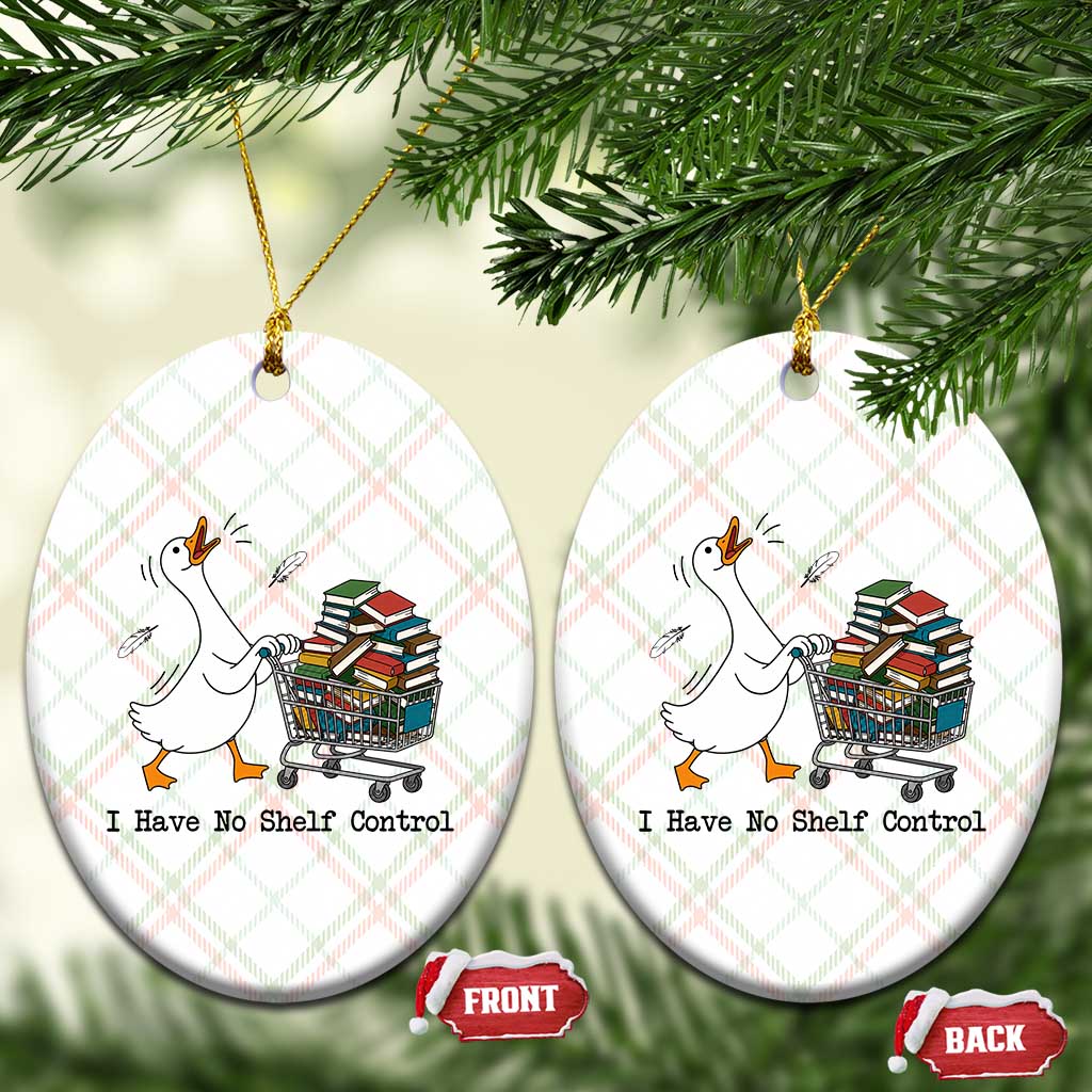 Funny Goose Book Lover Ceramic Ornament I Have No Shelf Control