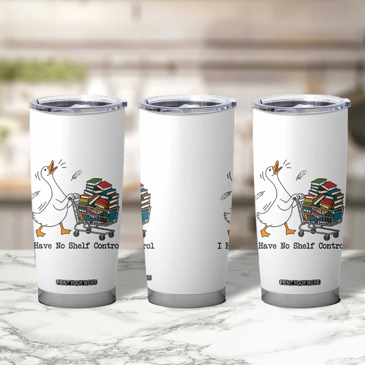 Funny Goose Book Lover Tumbler Cup I Have No Shelf Control