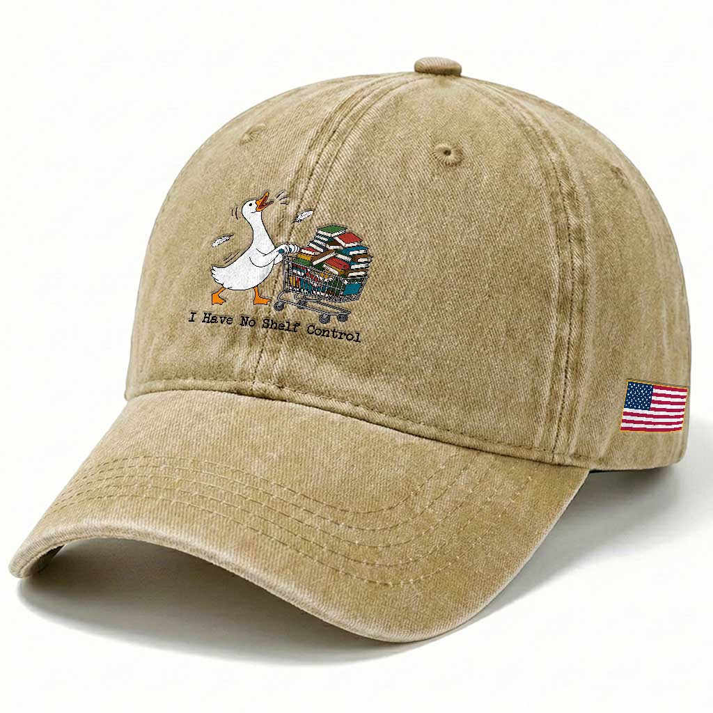 Funny Goose Book Lover Washed Cotton Baseball Cap I Have No Shelf Control