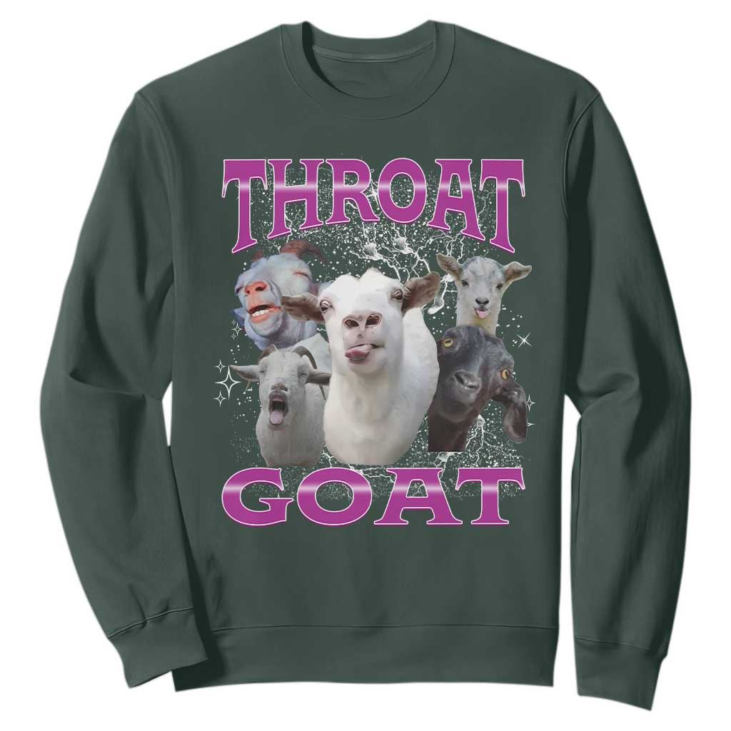 Funny Dirty Humor Sweatshirt Throat Goat TS12 Dark Forest Green Print Your Wear
