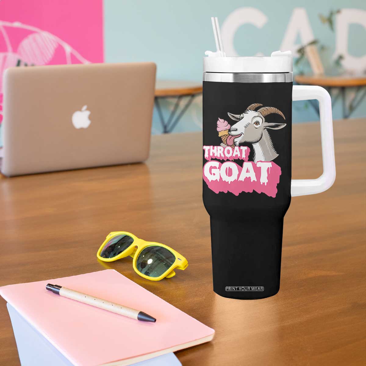 Throat Goat Tumbler With Handle Sarcastic Adult Humor TS12 Print Your Wear