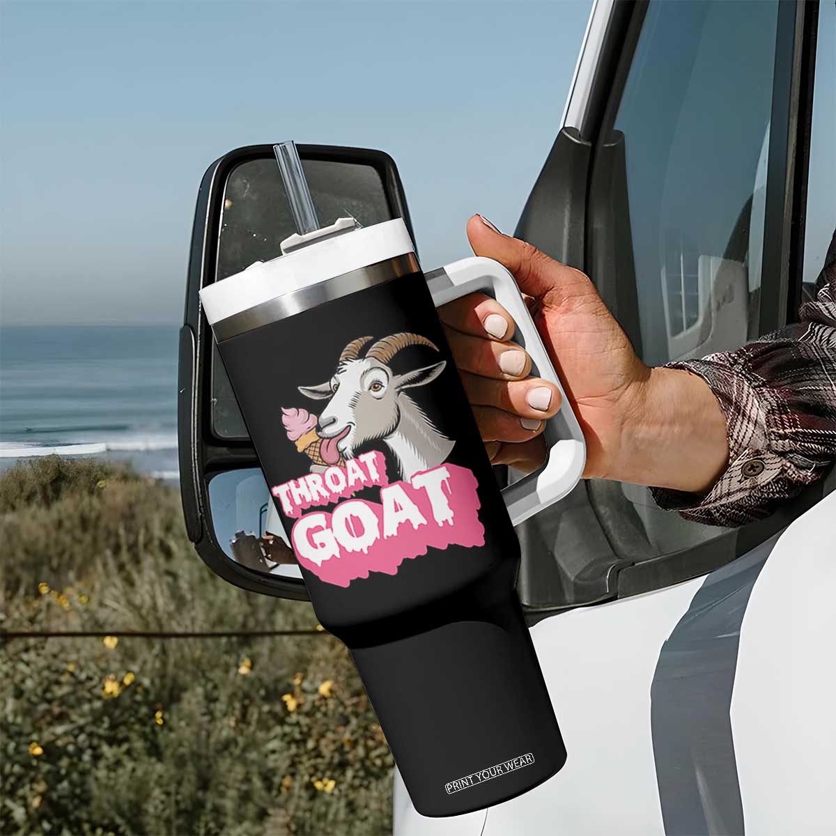 Throat Goat Tumbler With Handle Sarcastic Adult Humor TS12 Print Your Wear