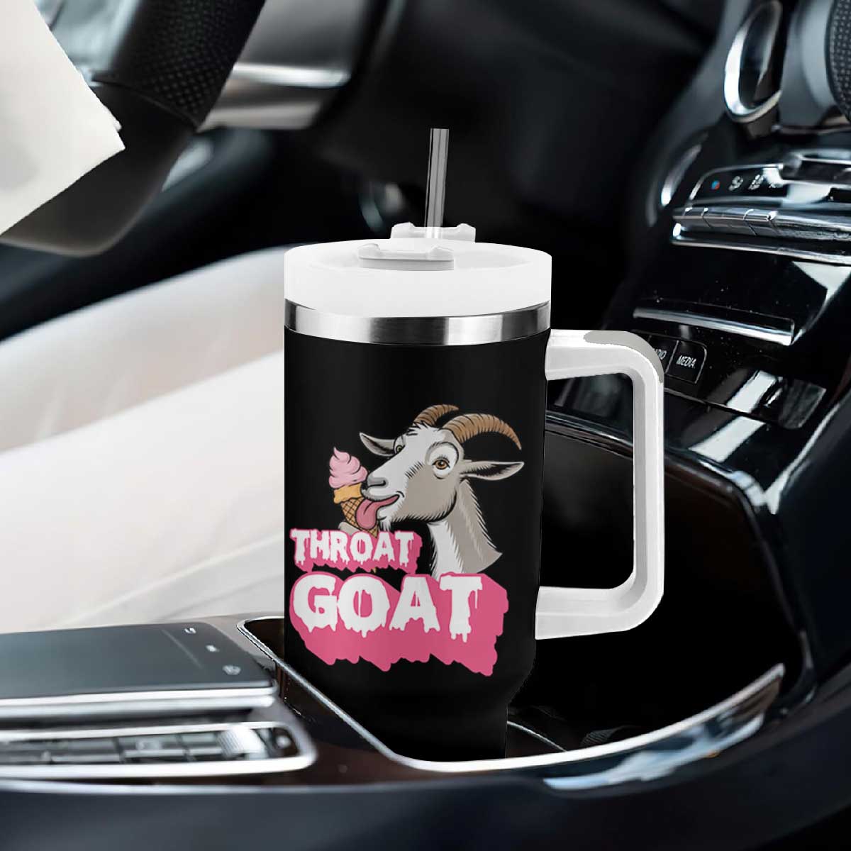 Throat Goat Tumbler With Handle Sarcastic Adult Humor TS12 Print Your Wear