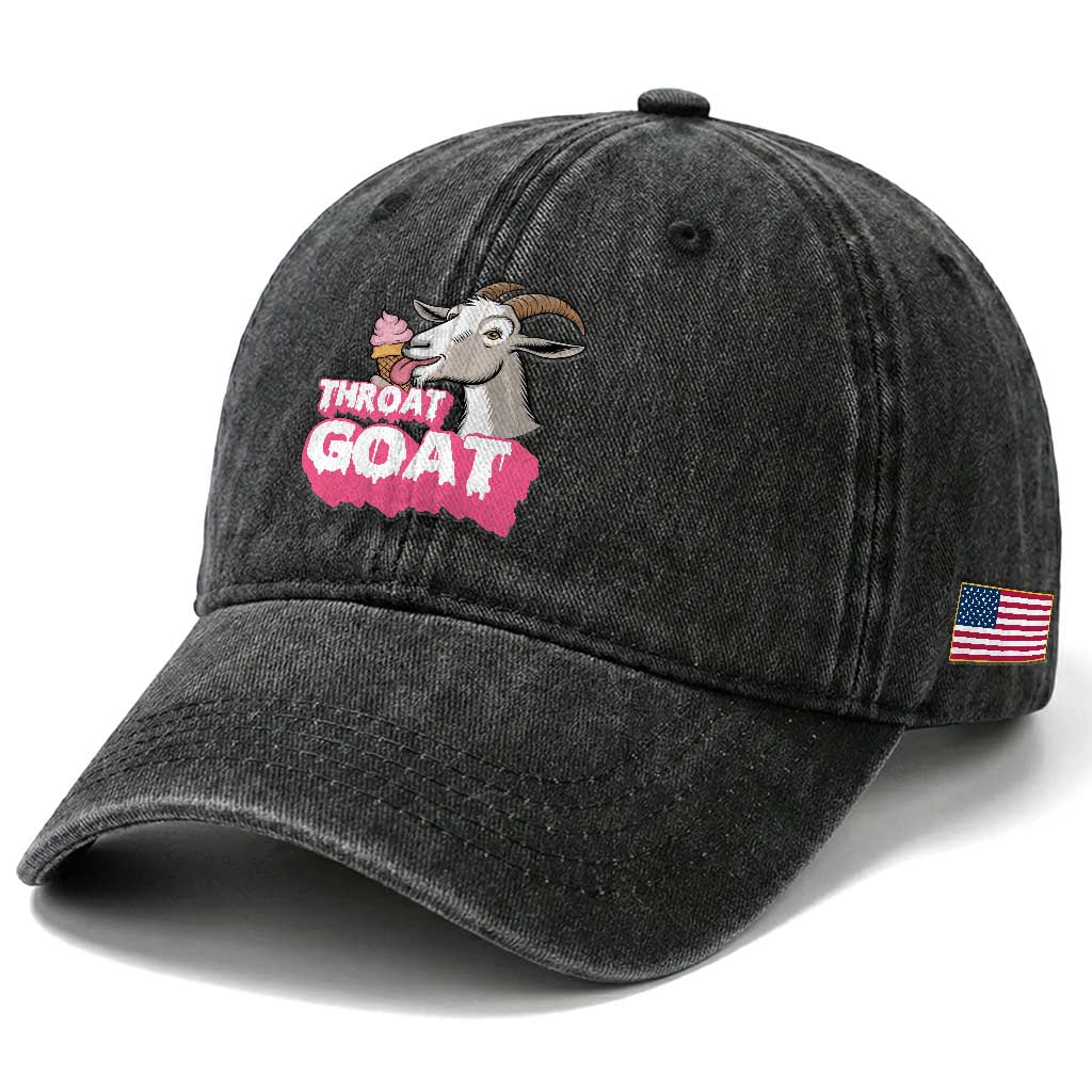 Throat Goat Washed Cotton Baseball Cap Sarcastic Adult Humor TS12 Print Your Wear
