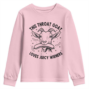 This Throat Goat Loves Juicy Wieners Youth Sweatshirt Funny Adult Humor TS12 Light Pink Print Your Wear
