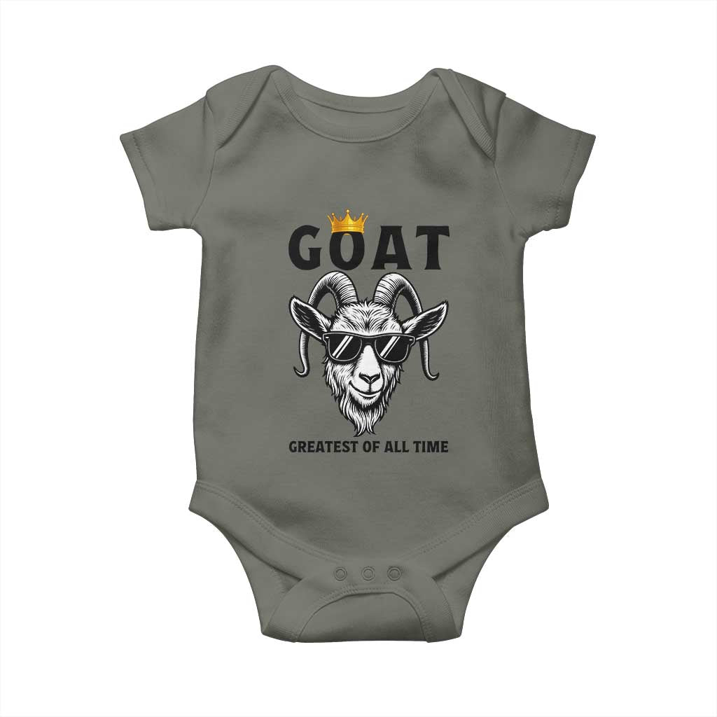Goat Lover Gift Baby Onesie Funny Motivational Quote Be The G O A T TS12 Military Green Print Your Wear