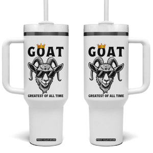 Goat Lover Gift Tumbler With Handle Funny Motivational Quote Be The G O A T TS12 One Size: 40 oz White Print Your Wear