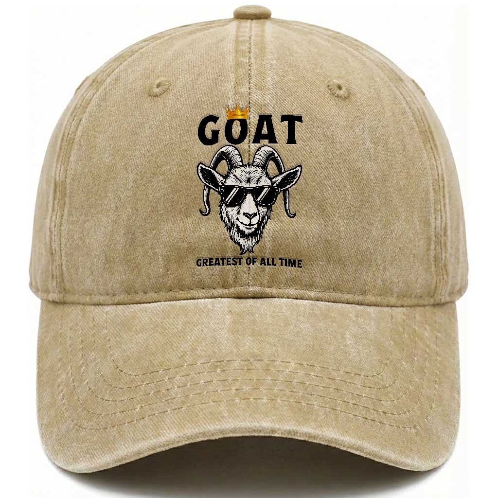 Goat Lover Gift Washed Cotton Baseball Cap Funny Motivational Quote Be The G O A T TS12 Print Your Wear