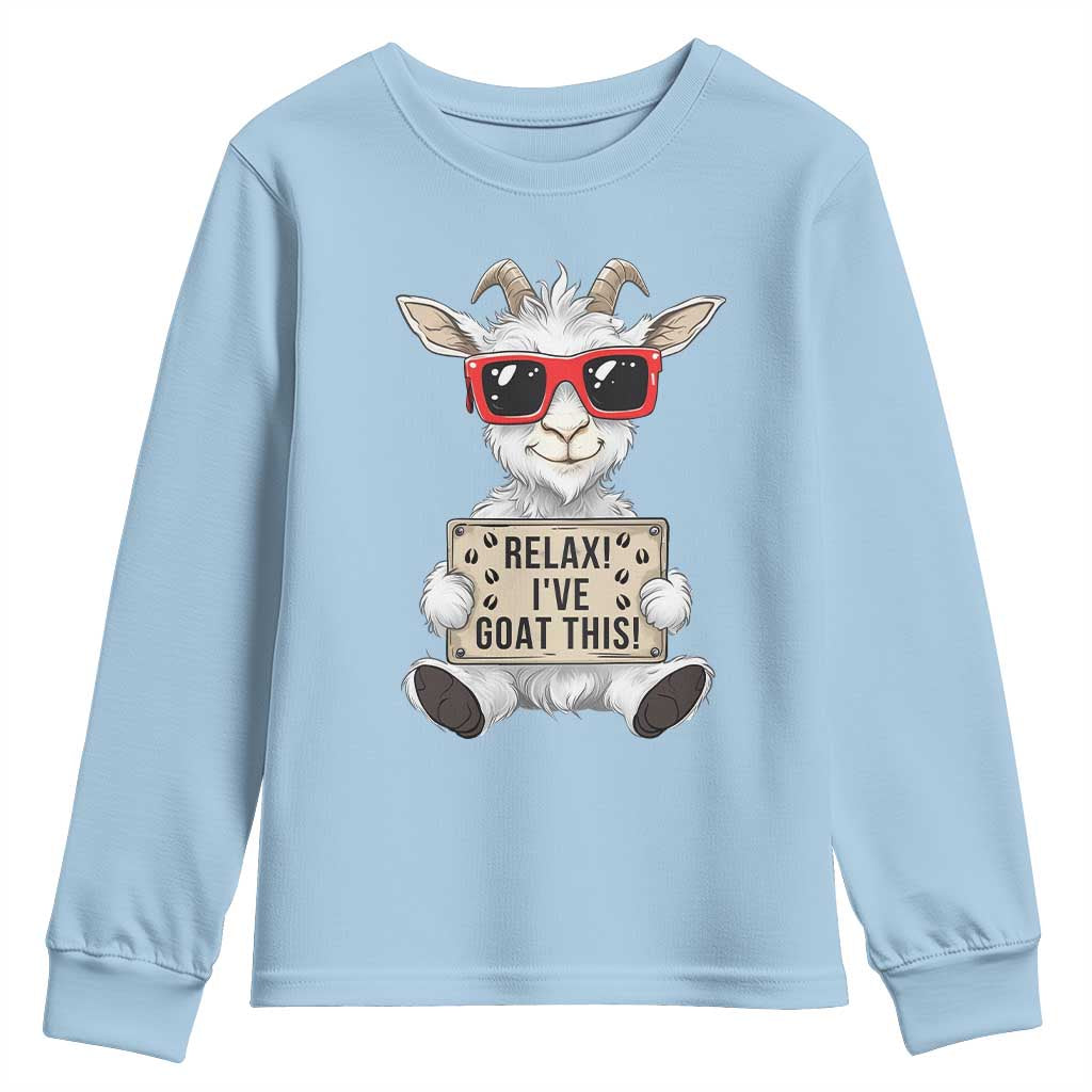 Relax I Have Goat This Youth Sweatshirt Funny Goat Lover Gift TS12 Light Blue Print Your Wear