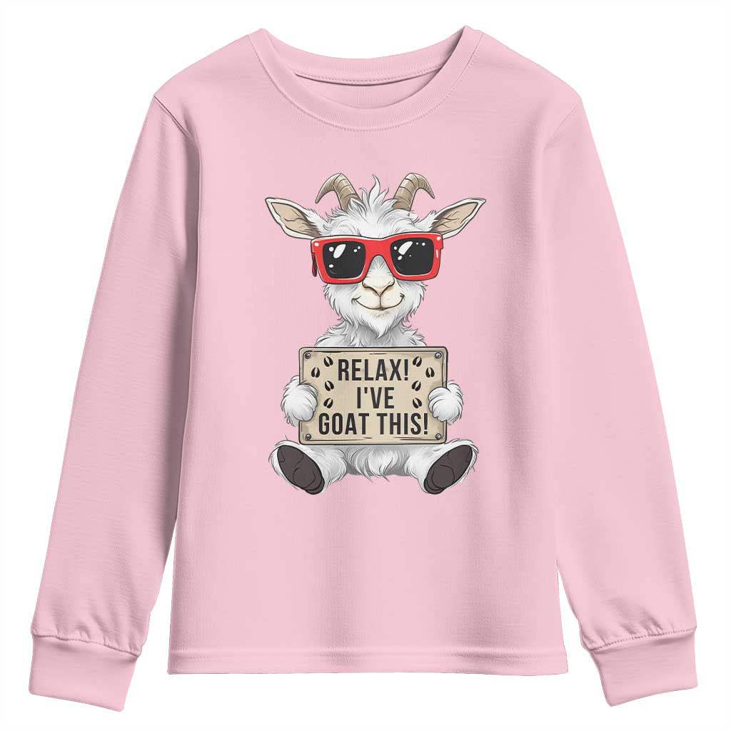 Relax I Have Goat This Youth Sweatshirt Funny Goat Lover Gift TS12 Light Pink Print Your Wear