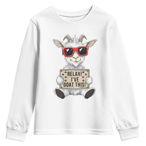Relax I Have Goat This Youth Sweatshirt Funny Goat Lover Gift TS12 White Print Your Wear