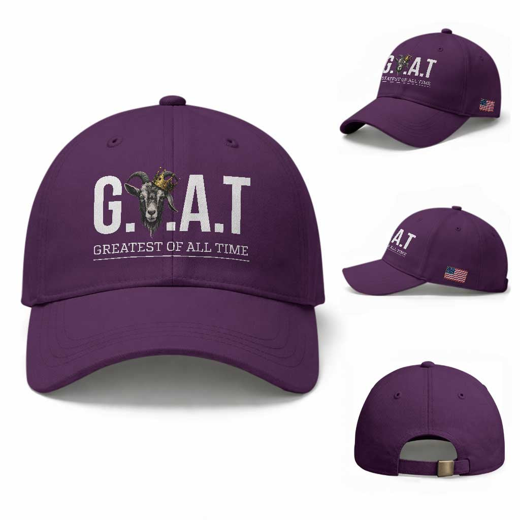 Funny Goat Lover Baseball Cap Motivational Quote Crowned G O A T Style TS12 Baseball Cap Universal Fit Purple Print Your Wear