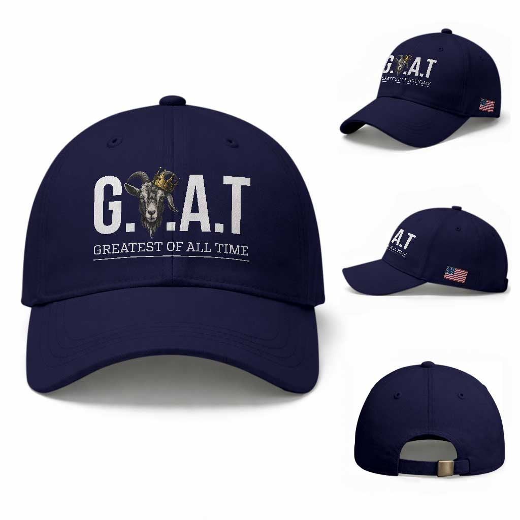 Funny Goat Lover Baseball Cap Motivational Quote Crowned G O A T Style TS12 Baseball Cap Universal Fit Dark Blue Print Your Wear