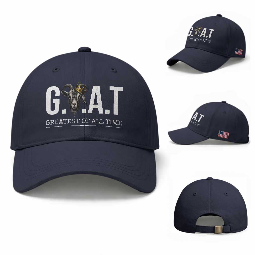 Funny Goat Lover Baseball Cap Motivational Quote Crowned G O A T Style TS12 Baseball Cap Universal Fit Navy Print Your Wear