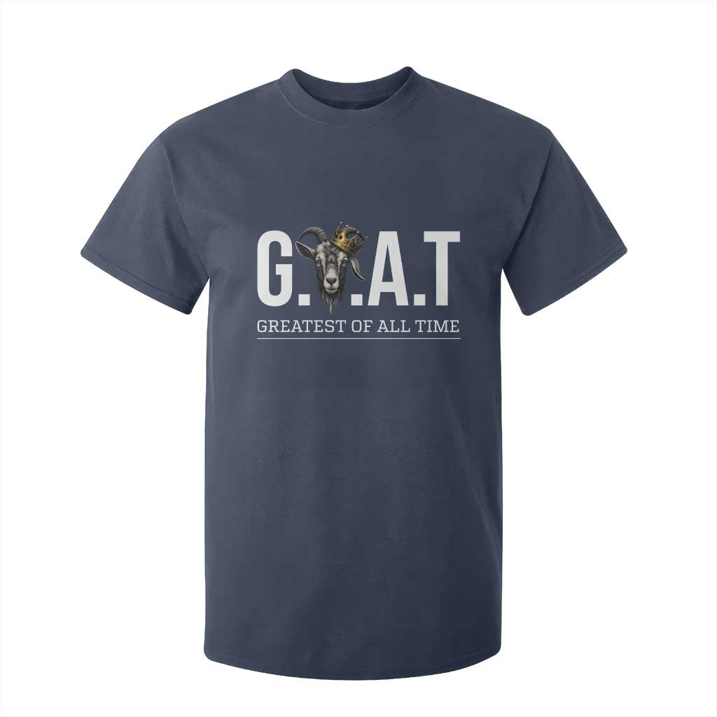 Funny Goat Lover T Shirt For Kid Motivational Quote Crowned G O A T Style TS12 Navy Print Your Wear