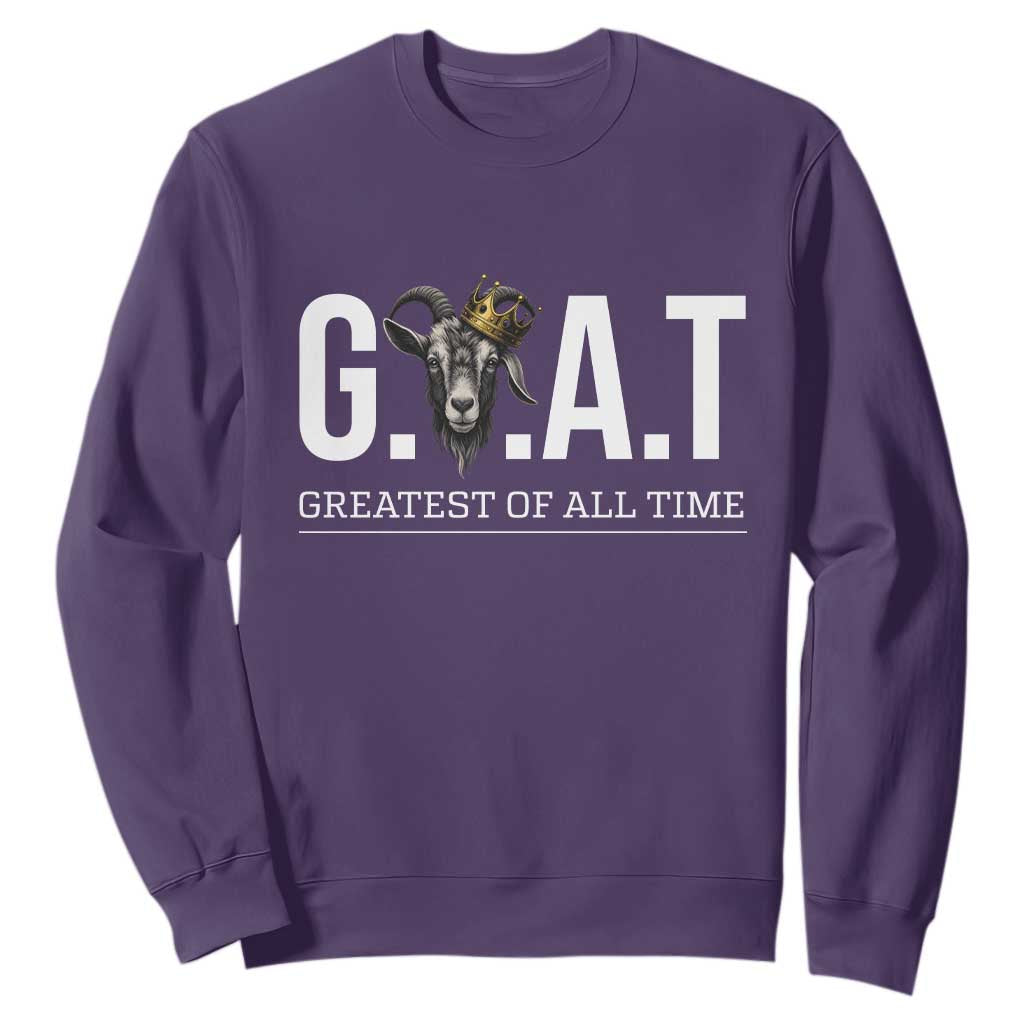 Funny Goat Lover Sweatshirt Motivational Quote Crowned G O A T Style TS12 Purple Print Your Wear