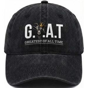 Funny Goat Lover Washed Cotton Baseball Cap Motivational Quote Crowned G O A T Style TS12 Print Your Wear
