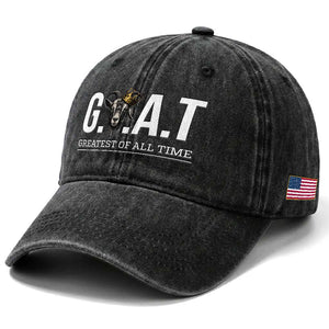 Funny Goat Lover Washed Cotton Baseball Cap Motivational Quote Crowned G O A T Style TS12 Print Your Wear