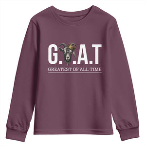Funny Goat Lover Youth Sweatshirt Motivational Quote Crowned G O A T Style TS12 Maroon Print Your Wear