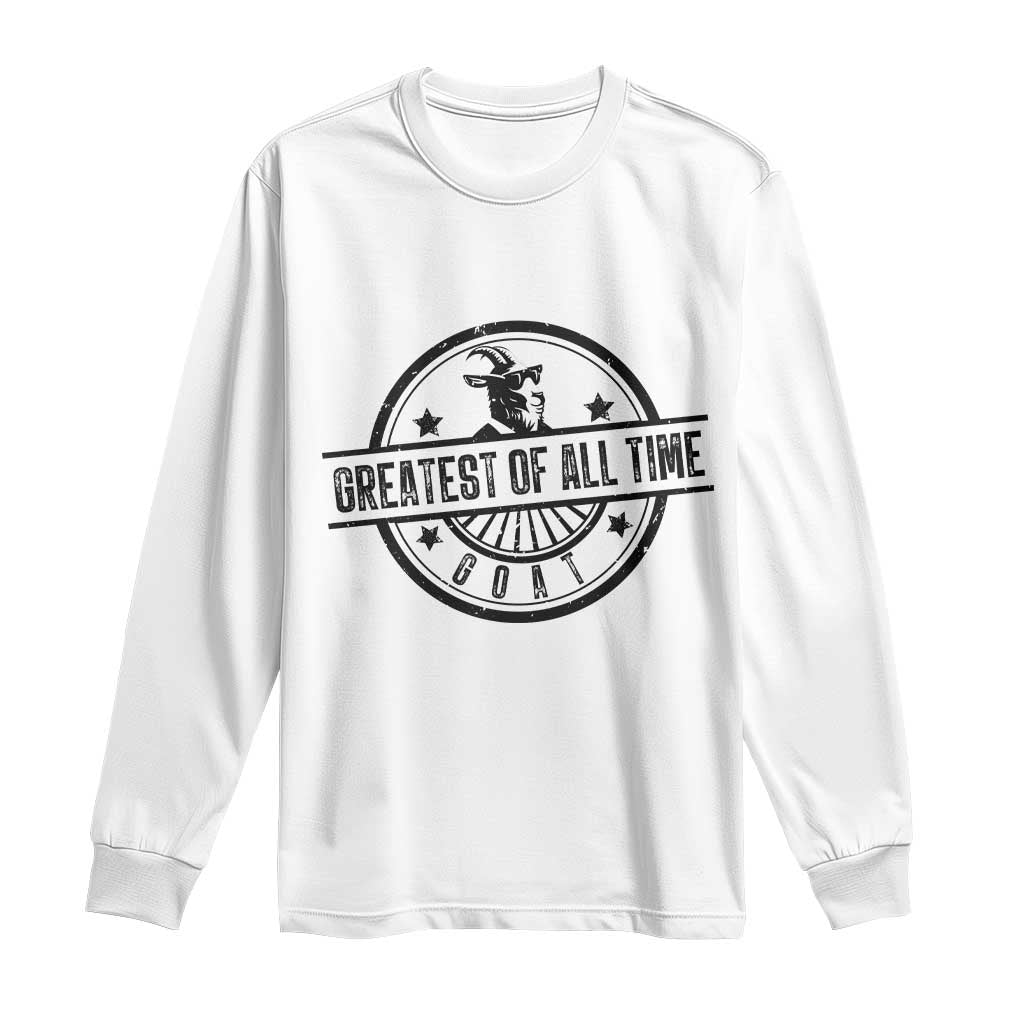 Funny Cool Goat With Sunglasses Long Sleeve Shirt Animal Lover Farm Gift TS12 White Print Your Wear