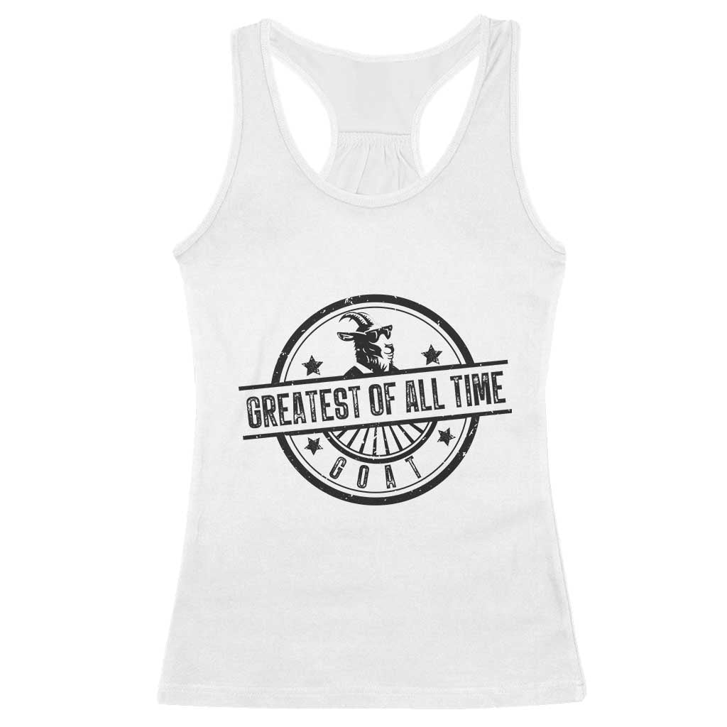 Funny Cool Goat With Sunglasses Racerback Tank Top Animal Lover Farm Gift TS12 White Print Your Wear