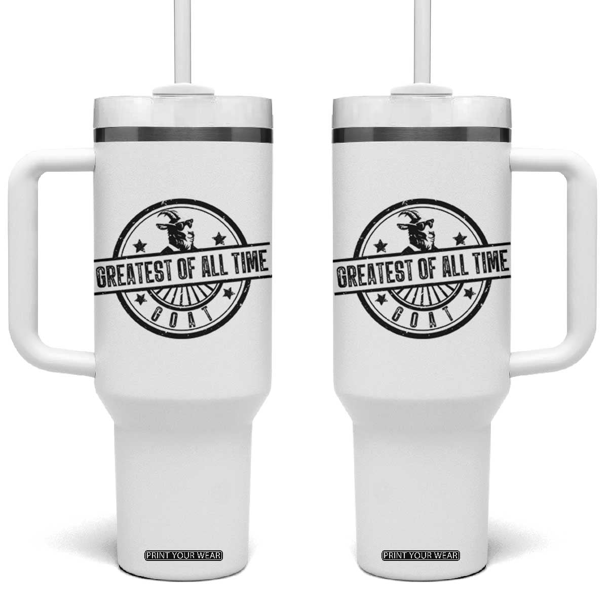 Funny Cool Goat With Sunglasses Tumbler With Handle Animal Lover Farm Gift TS12 One Size: 40 oz White Print Your Wear