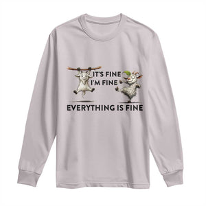 It Is Fine I Am Fine Everything Is Fine Long Sleeve Shirt Funny Goat Lover Gift TS12 Ice Gray Print Your Wear