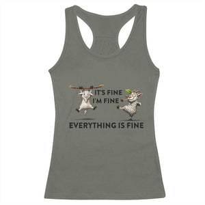 It Is Fine I Am Fine Everything Is Fine Racerback Tank Top Funny Goat Lover Gift TS12 Military Green Print Your Wear